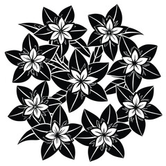 Elegant jasmine flower repeat pattern design with delicate petals and leaves