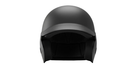 Black Protective Sports Helmet with Visor, Front-Top View on Transparent Background