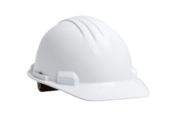 A white hard hat designed for safety in construction and industrial environments.