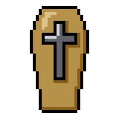 Obraz premium Pixel Art Halloween Icon - Wooden Coffin