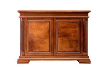 Classic Wooden Bank Counter Cabinet on Transparent Background