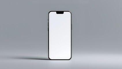Smartphone isolated on white background, featuring a blank screen for showcasing mobile applications and designs in a modern and clean style