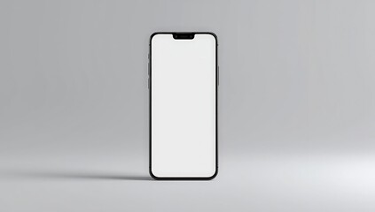 Smartphone isolated on white background, featuring a blank screen for showcasing mobile applications and designs in a modern and clean style
