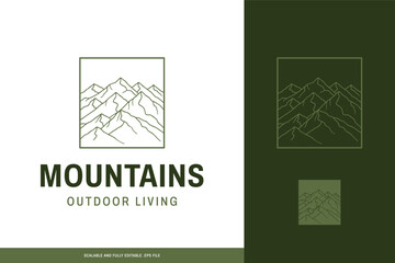 Modern Geometric Mountain Range Logo Design for Outdoor Brand