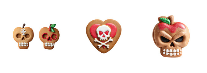 Skull cookie gingerbread cookie heart cookie apple cookie candy icing spooky dessert holiday treat festive pastry