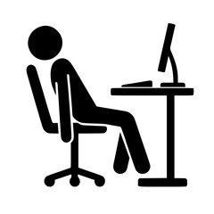 Stickman Burned Out at Computer Desk SVG Clip Art