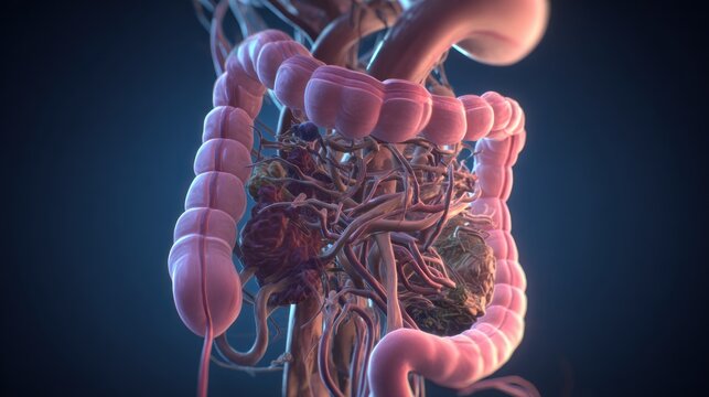 Close-up of digestive system