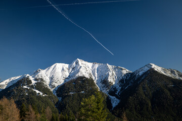 Snowy Mountain Landscape in the Bavarian Alps, Germany 
