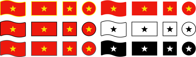 Vietnam Flags with Borders and Shapes