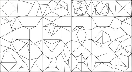 Abstract geometric line art with a complex network of interconnected polygons on a futuristic digital technology grid