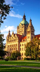 Obraz premium City hall at dawn, autumn colors