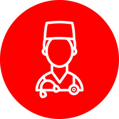 Doctor Vector Line White Circle Red Icon Design