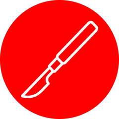 Scalpel Vector Line White Circle Red Icon Design