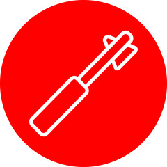 Reflex Hammer Vector Line White Circle Red Icon Design