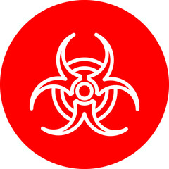 Biohazard Symbol Vector Line White Circle Red Icon Design