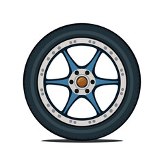 Obraz premium Stylish Car Wheel Vector Graphic with Blue Spokes and Sleek Rim