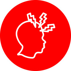Headache Vector Line White Circle Red Icon Design