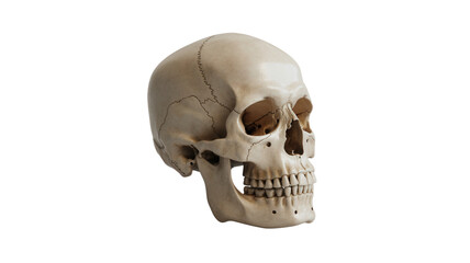 Naklejka premium Anatomical human skull profile for medical reference and Halloween designs, death concept