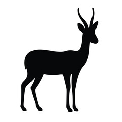 Fototapeta premium Elegant black silhouette of a standing gazelle against a white background