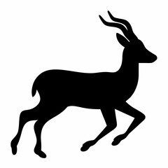 Elegant silhouette of an antelope leaping against a stark white backdrop