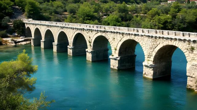 Aspendos Bridge over K&ouml;pr&uuml;&ccedil;ay River near Antalya 
