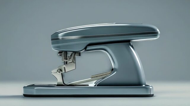 A stapler sits on a table in an office setting, ready for use