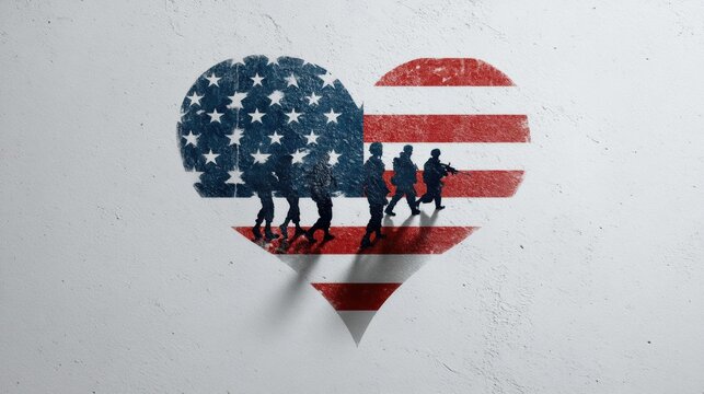 Heartshaped emblem filled with us flag design - Powered by Adobe