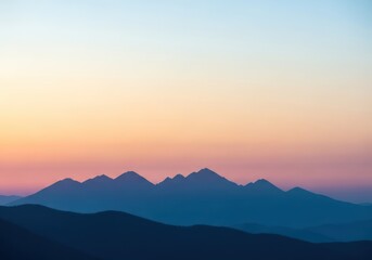 Majestic mountain silhouettes at sunrise a pastel colored landscape of tranquil beauty