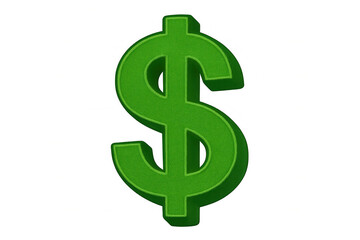 Obraz premium Green textured dollar sign symbolizing money, investment, and financial success, isolated on a transparent background