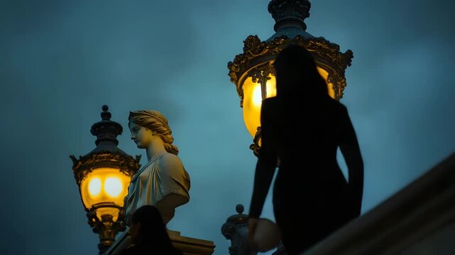 Fashionable people walking near Galeries Lafayette 