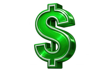Obraz premium Metallic green dollar sign representing financial growth, wealth accumulation against transparent backdrop