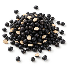 Split black gram (Urad Dal) isolated on a plain white background, suitable for packaging, recipes, nutritional visuals
