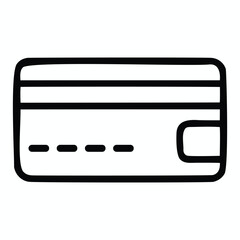 Simple black and white line art icon of a closed wallet with credit cards visible inside