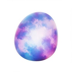 Artistic Easter Egg with Sky Cloud Pattern in Blue Purple and White