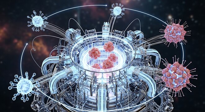 Targeted protein degradation TPD concept with molecular biology structure biotechnology medical research and advanced drug discovery visualization
