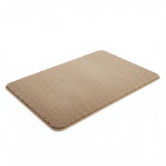 Beige Rectangular Soft Shaggy Rug Isolated on White Background for Home Decor