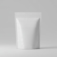 White Stand Up Pouch Mockup on Gray Background Food Packaging Concept