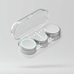 Contact Lens Case in Clear Plastic with White Holders on White Background