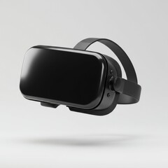 Close Up Black Virtual Reality Headset Isolated on White Background Studio Shot
