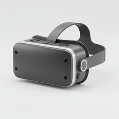 Gray Virtual Reality Headset Device on White Background for Digital Innovation