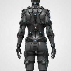 Full Body Futuristic Armor Suit with Intricate Details in Gray Tones