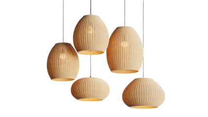 Stylish woven pendant lights create a warm, inviting atmosphere