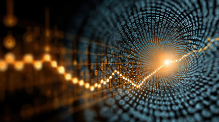Digital data visualization binary code abstract technology glowing light data analysis futuristic design information flow network connection digital landscape data stream