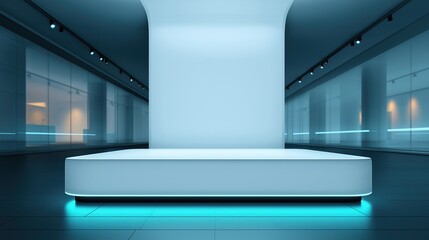 Modern Showcase with Blue Accent Lighting