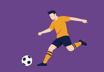 Soccer Player Kicking Ball with Focused Action.