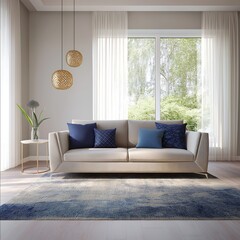 modern advertising photo of a stylish sofa in a contemporary living room wide angle natural lighting elegant interior design minimalistic decor Scandinavian s