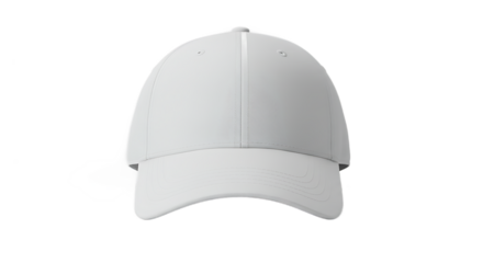 Blank White Baseball Cap Front View Isolated on Transparent Background
