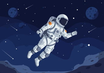 Astronaut Floating in Space: A Vector Illustration of Cosmic Exploration.