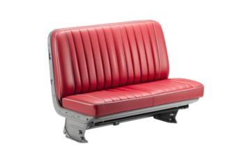 Red Vintage Car Bench Seat on Transparent Background