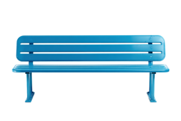 Blue Metal Bench on Transparent Background